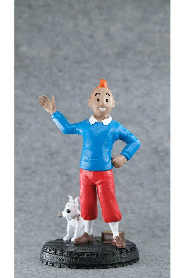 3D Baskı Tintin ve Köpeği Figürü - 20 cm PLA Malzeme Dekoratif Biblo
