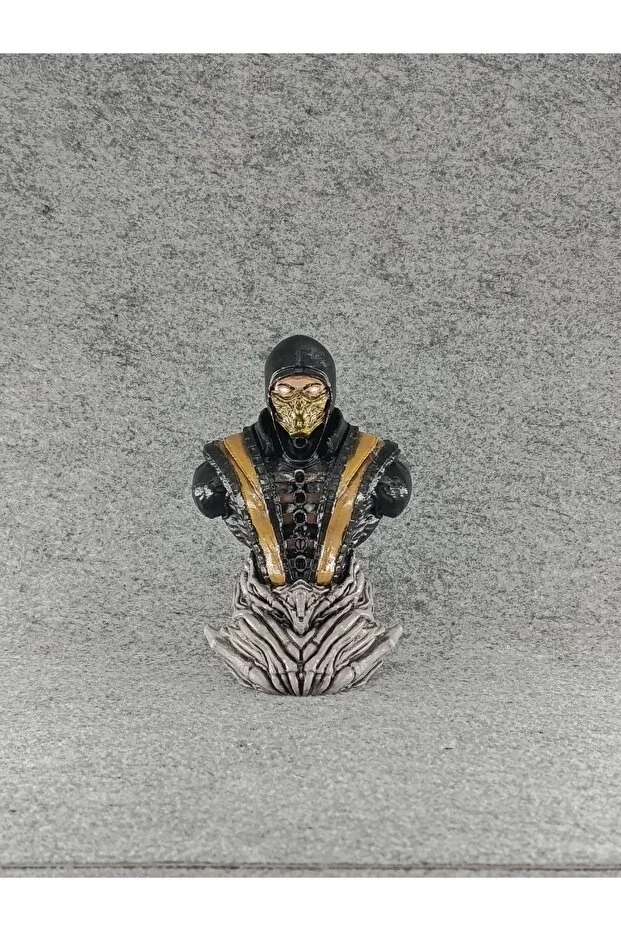 Mortal Kombat Scorpion Büst Heykel 15cm | 3D Baskı PLA Akrilik El Boyaması Koleksiyonluk Figür
