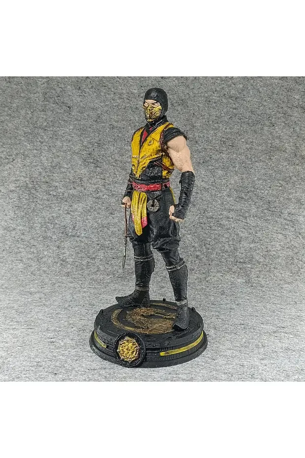 Mortal Kombat Scorpion Figür 25 cm, 3D Baskı El Boyaması Koleksiyonluk