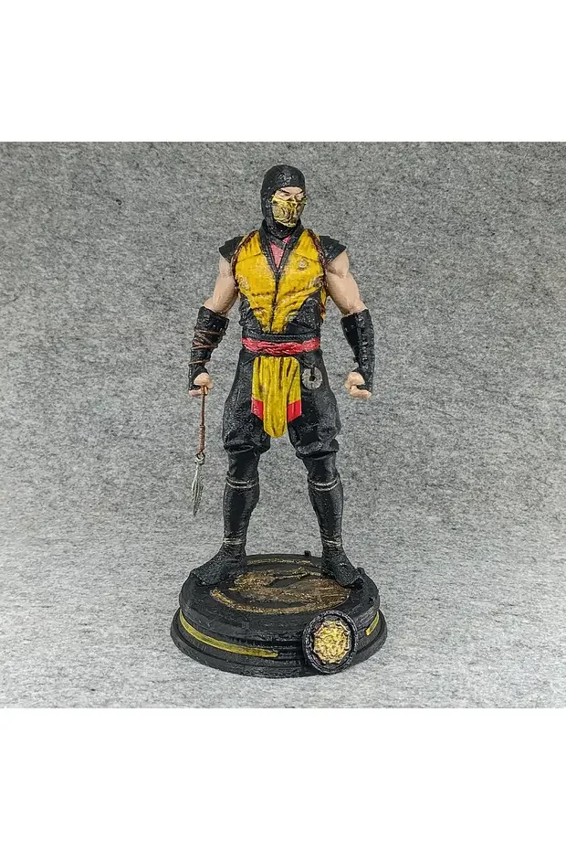 Mortal Kombat Scorpion Figür 25 cm, 3D Baskı El Boyaması Koleksiyonluk